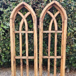 Arch Wood Frame Distress Brown Shabby Chic Livor Set of 2, 36.75 H
